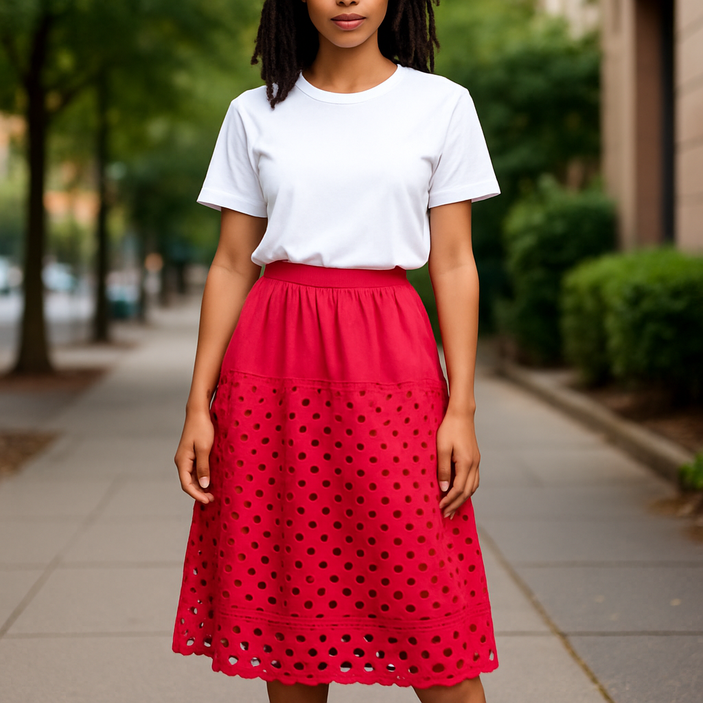  Pink Eyelet Tulip Styled Skirt  (size 12)