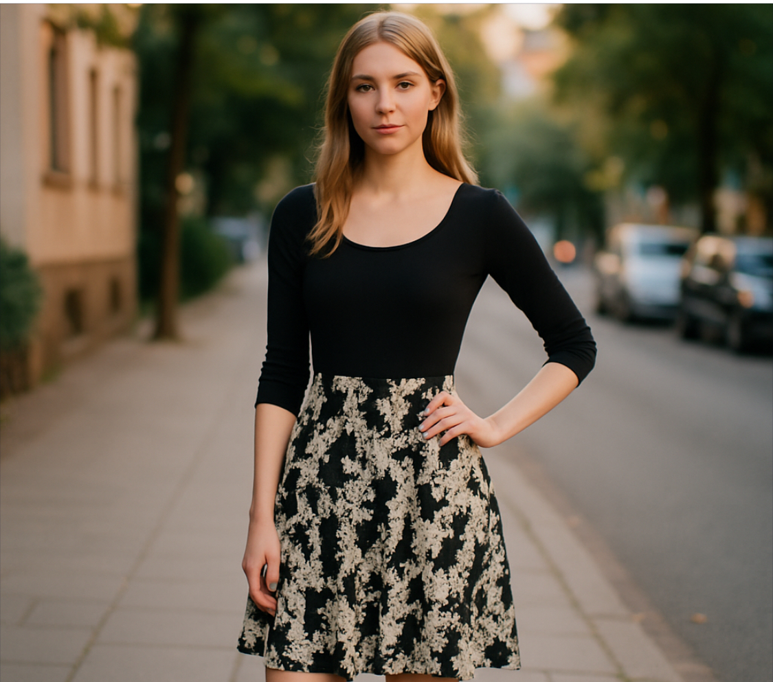 Gilli - Black and White Floral Dress (size S)