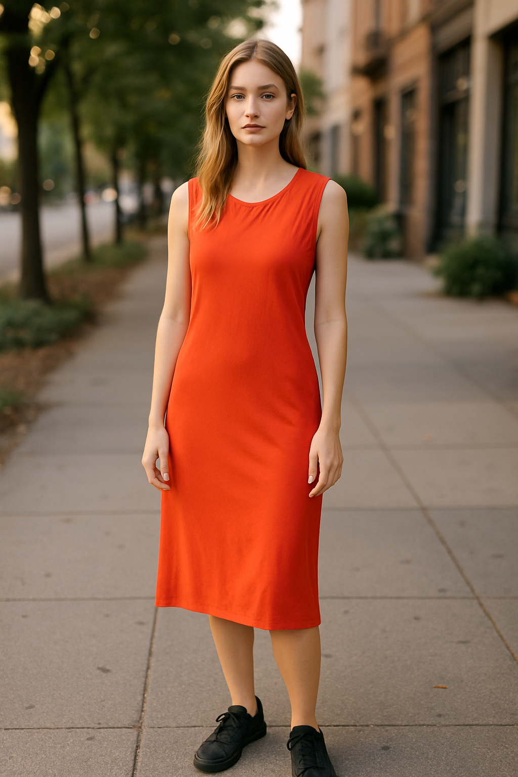 Sleeveless Orange Dress (size 14)