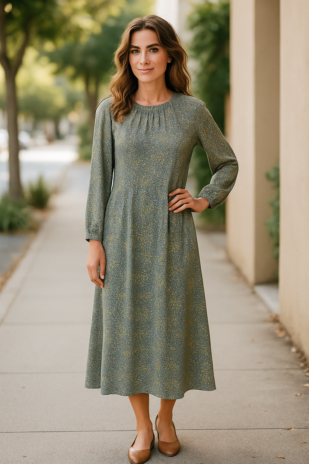 Loft -Floral Long-Sleeve Dress (size 4)