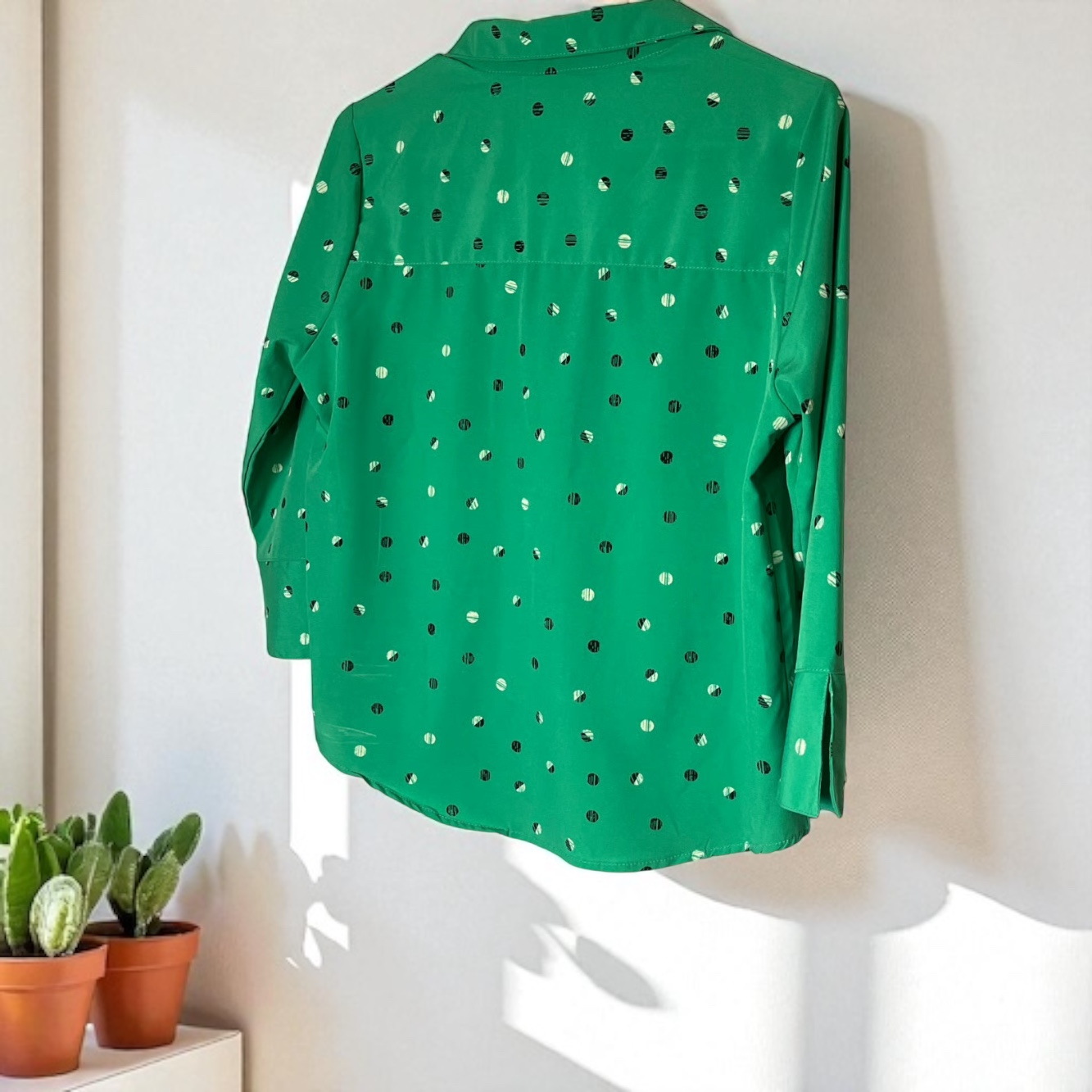 Green Polka Dot Blouse (size small)