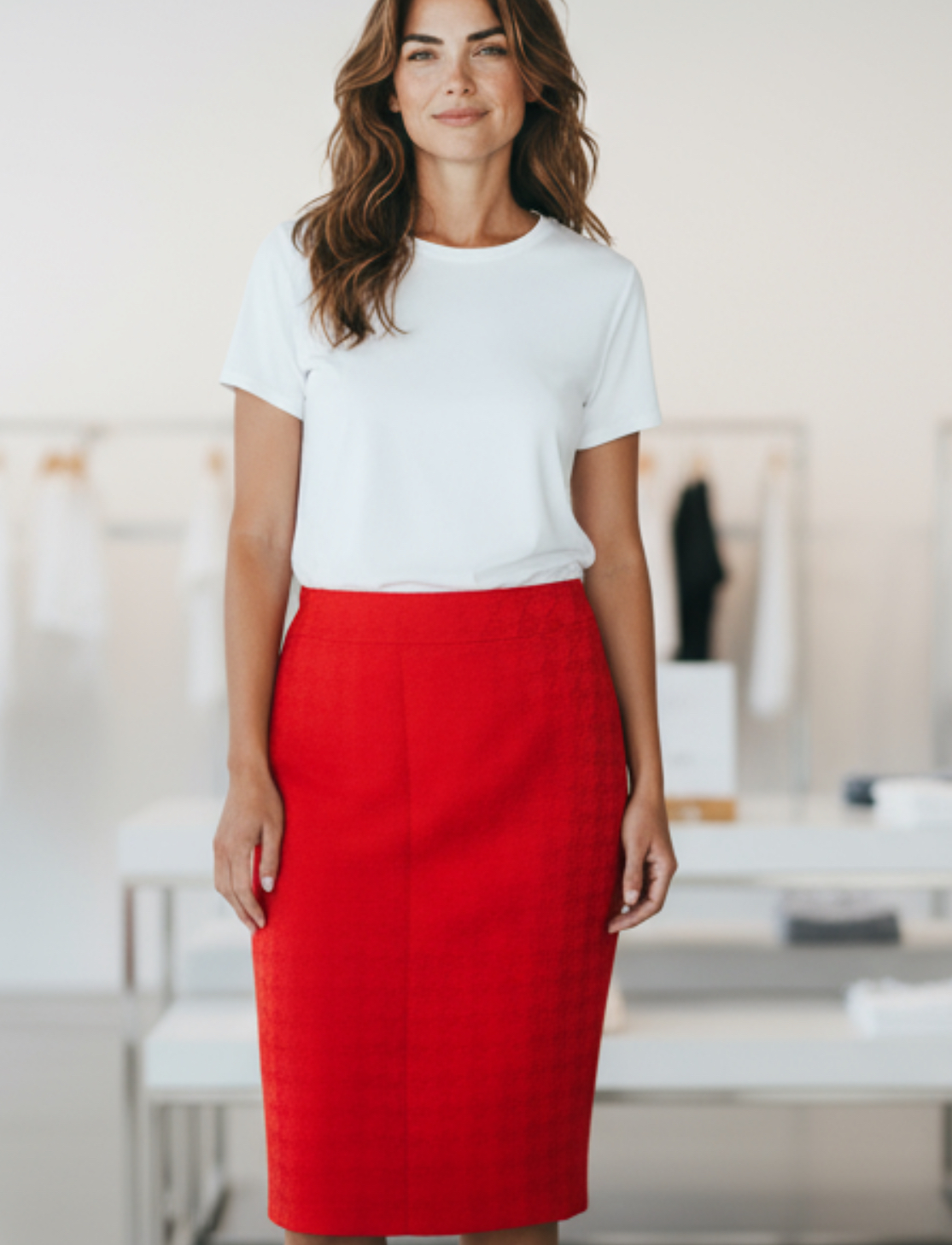 J M Studio- Knee-Length Red Skirt(size 10)