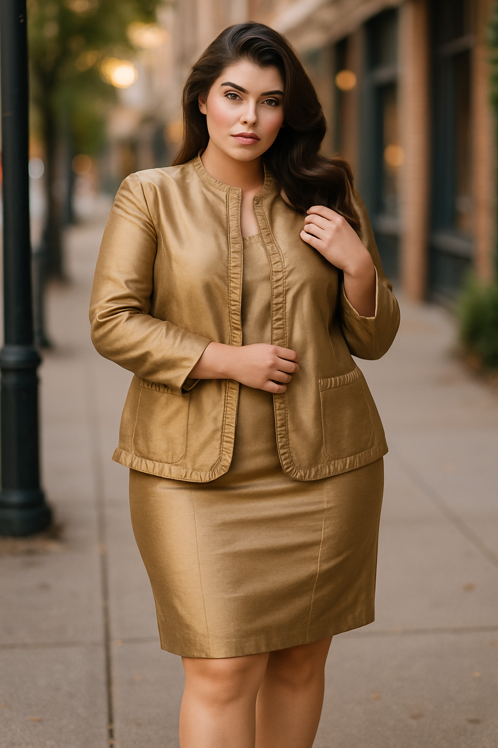 New with Tag- Gold Satin Skirt Suit (22WP)