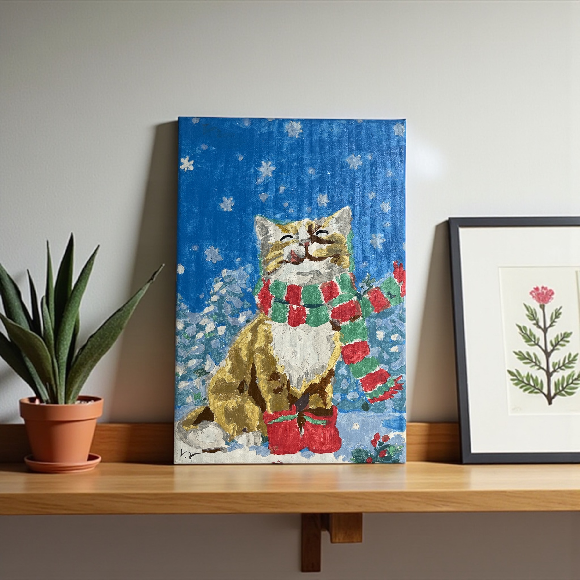 Winter Cat Painting