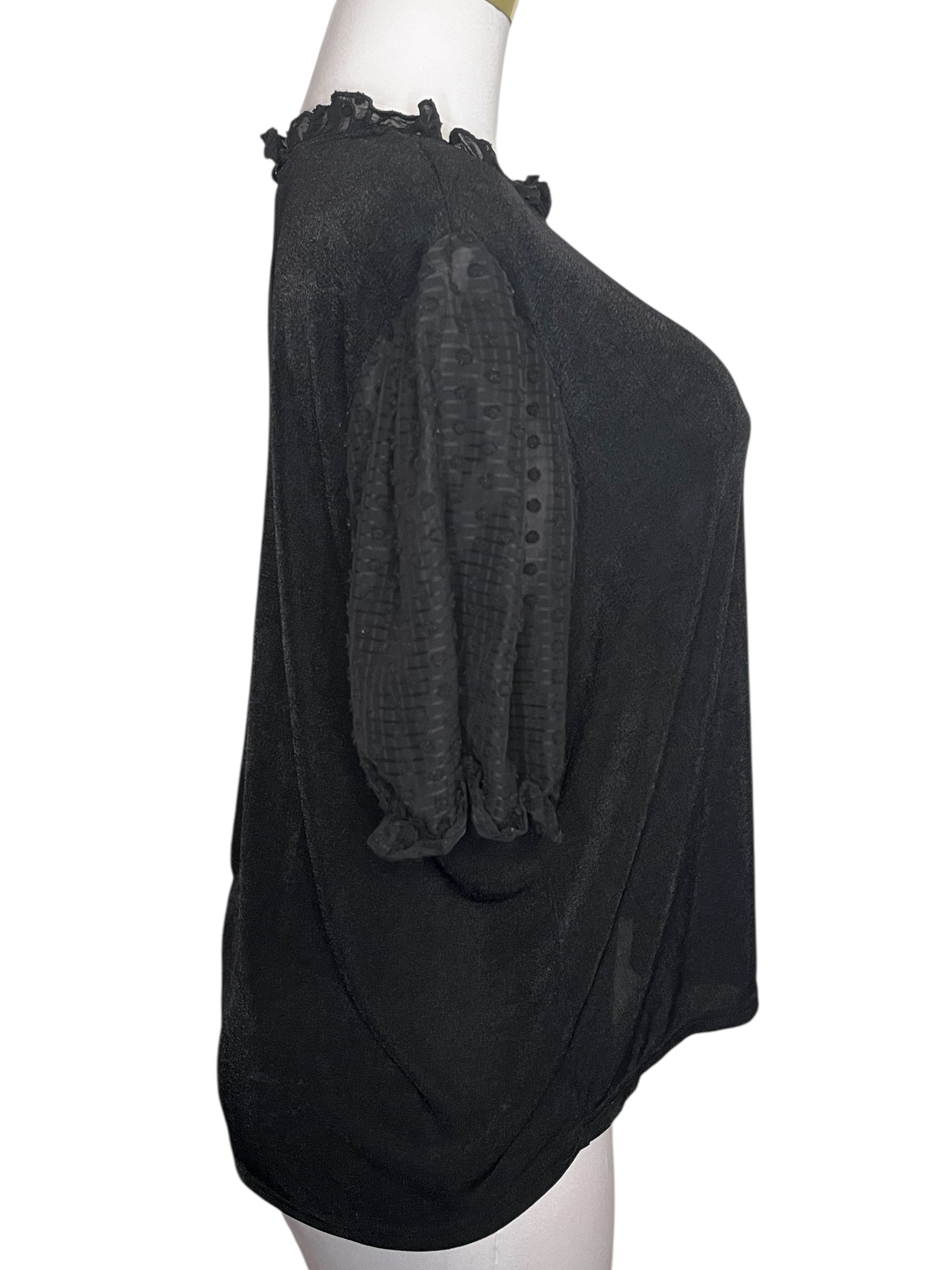 Women's Black Puff Sleeve Top (Size 2X)