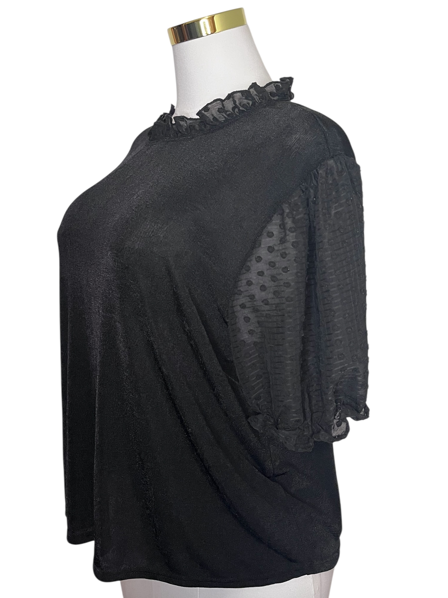 Women's Black Puff Sleeve Top (Size 2X)