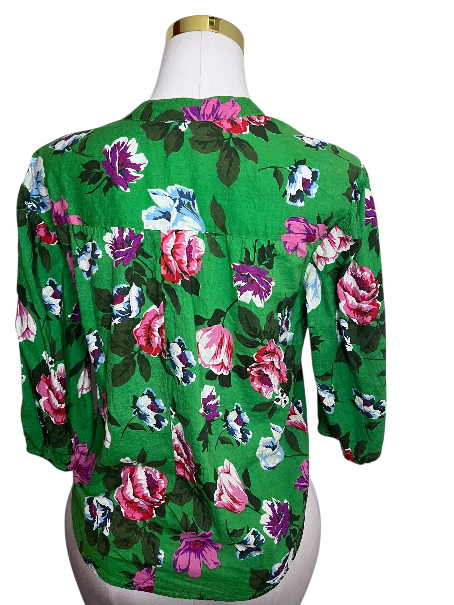 Green Floral Blouse-Unique Spectrum-(size S)