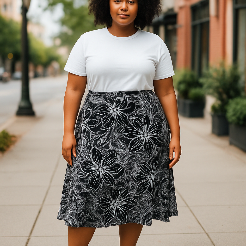 Talbots-Black and White Floral Skirt (size 3x)