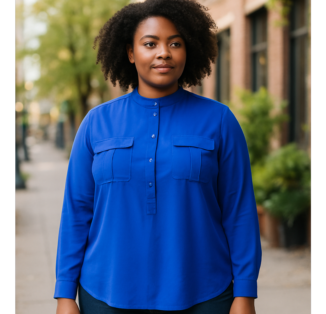 Dahlia-Blue Button-Up Shirt (size 2x)