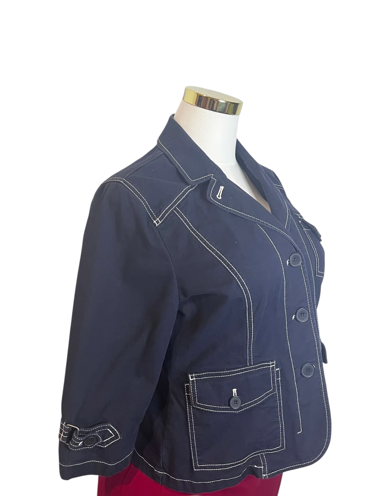 Ann Taylor Loft Dark Blue Jean Jacket/Blazer(Size 12 P)