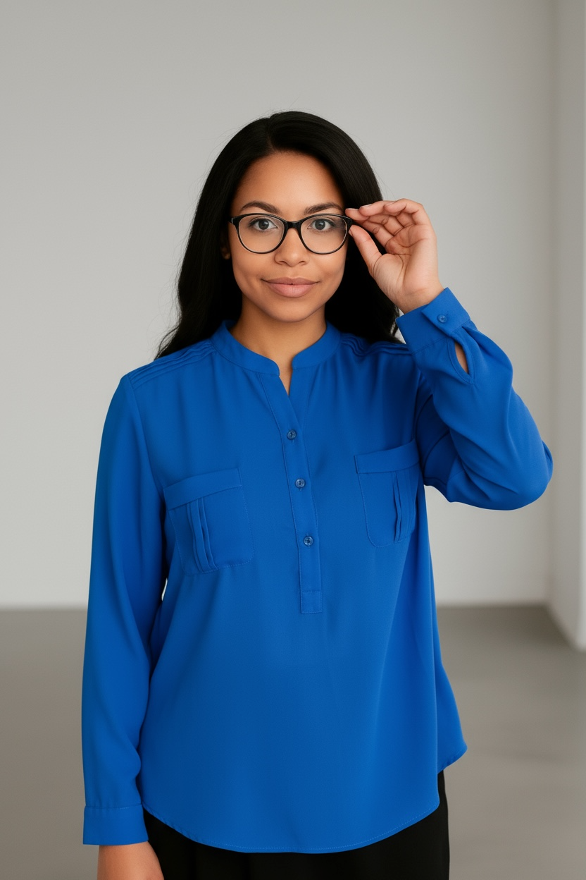 Dahlia-Blue Button-Up Shirt (size 2x)