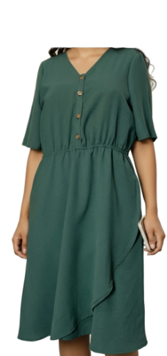 Women’s Green Short Sleeve Wrap Dress – Size Small