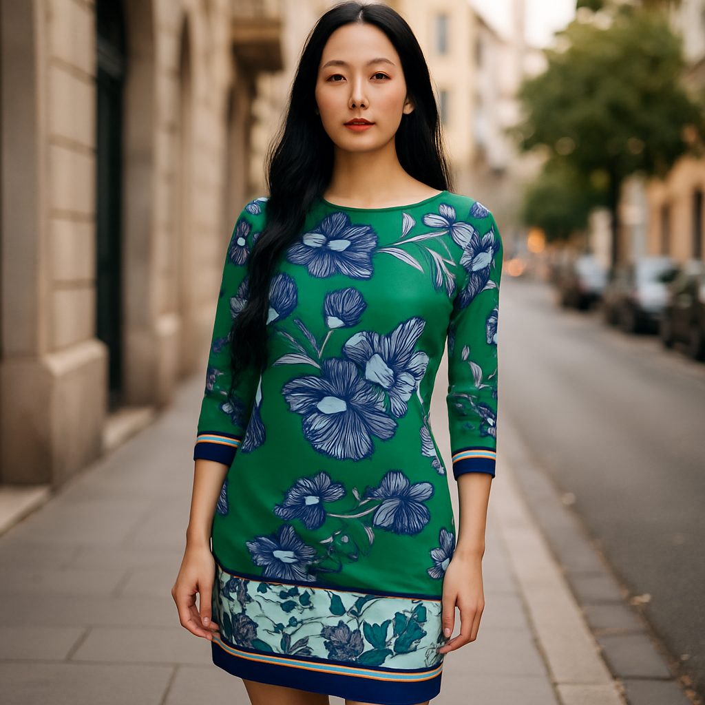 Floral Green Pencil Dress (size 4)