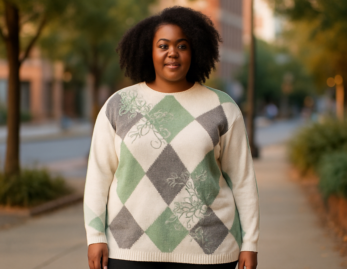 Alfred Dunner- Argyle Pattern Sweater (1X)