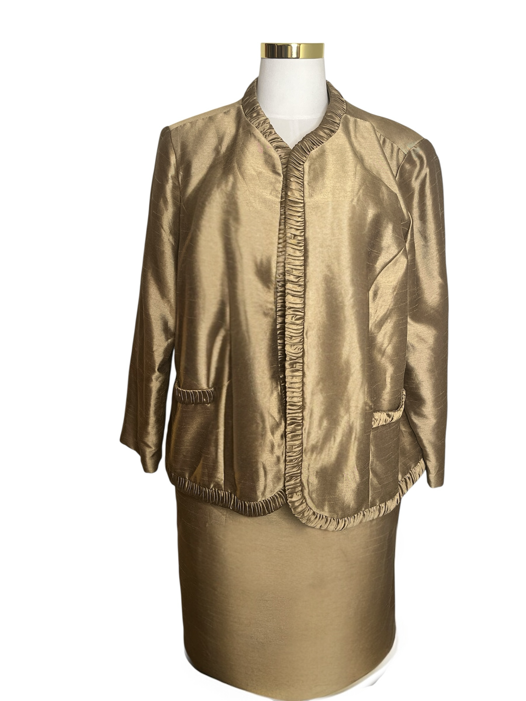 New with Tag- Gold Satin Skirt Suit (22WP)