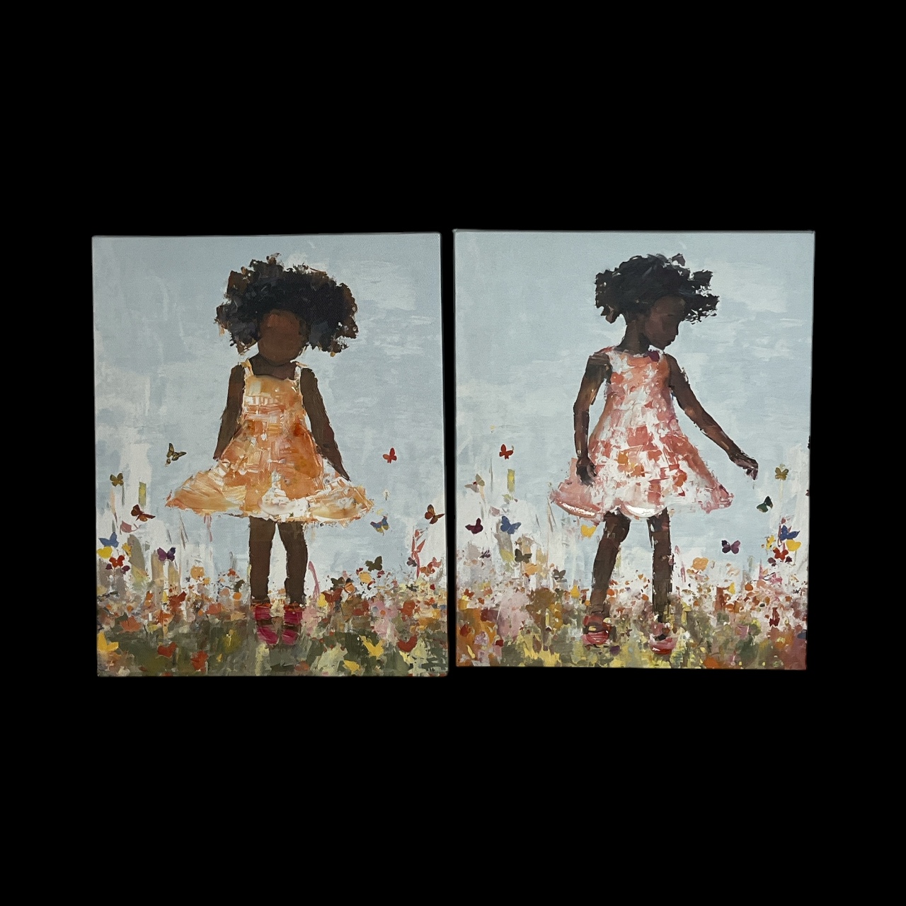 Girl in Garden Art Canvas(set of 2)