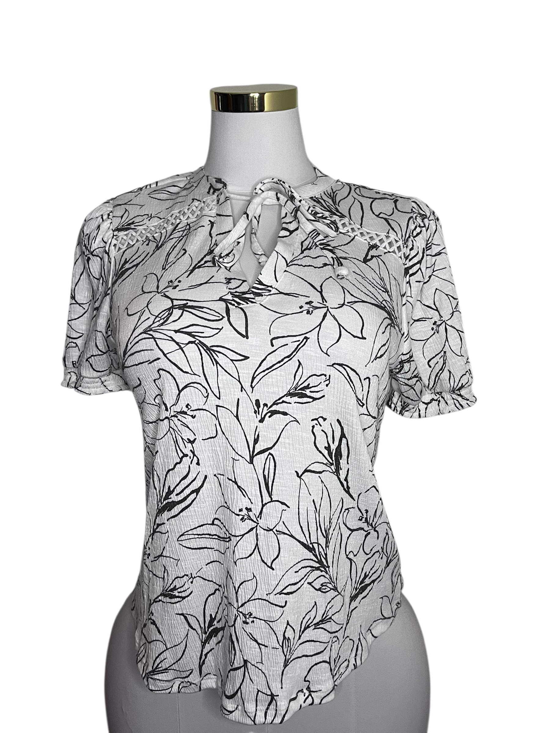 Floral Print Short Sleeve Blouse(size PS)