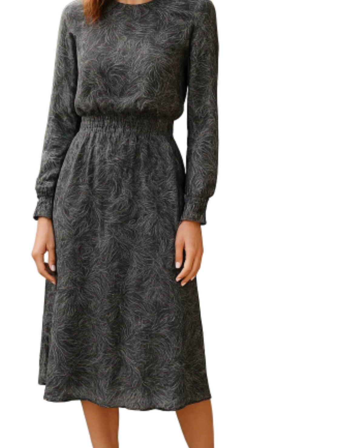 Elegant Black Floral Sheer Dress (size M)