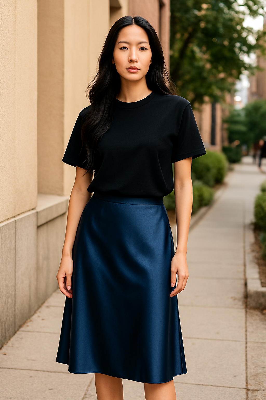 A New Day-Silk Midi Skirt (size small)
