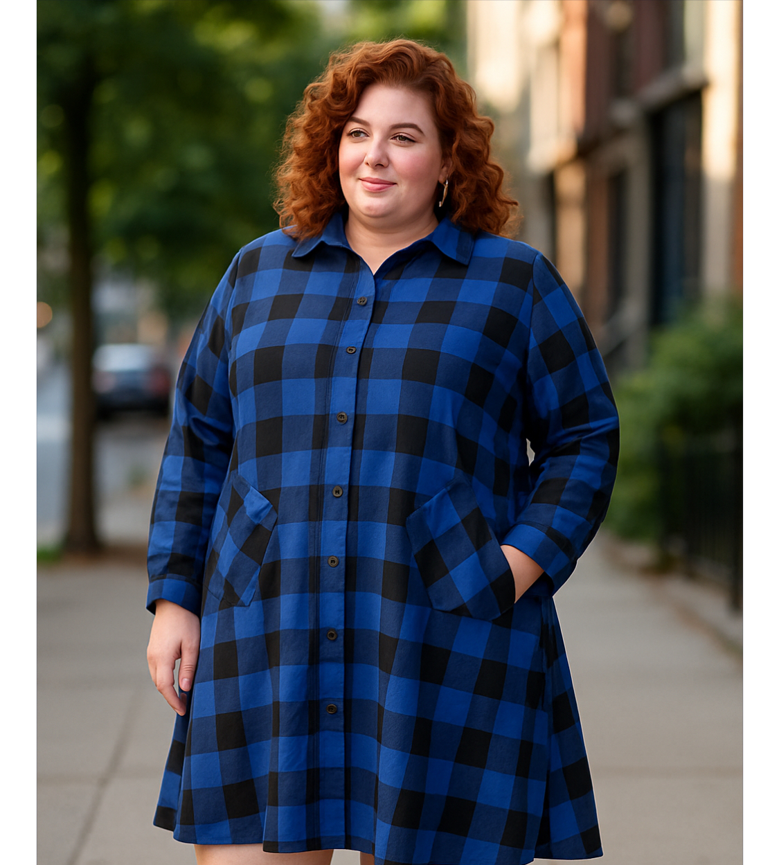 Q125-Blue and Black Checkered Long Shirt