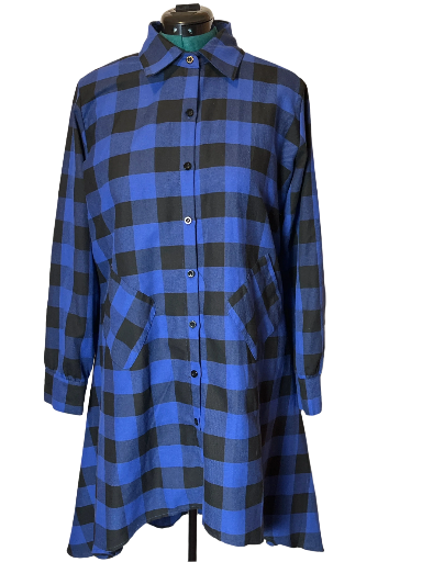 Q125-Blue and Black Checkered Long Shirt