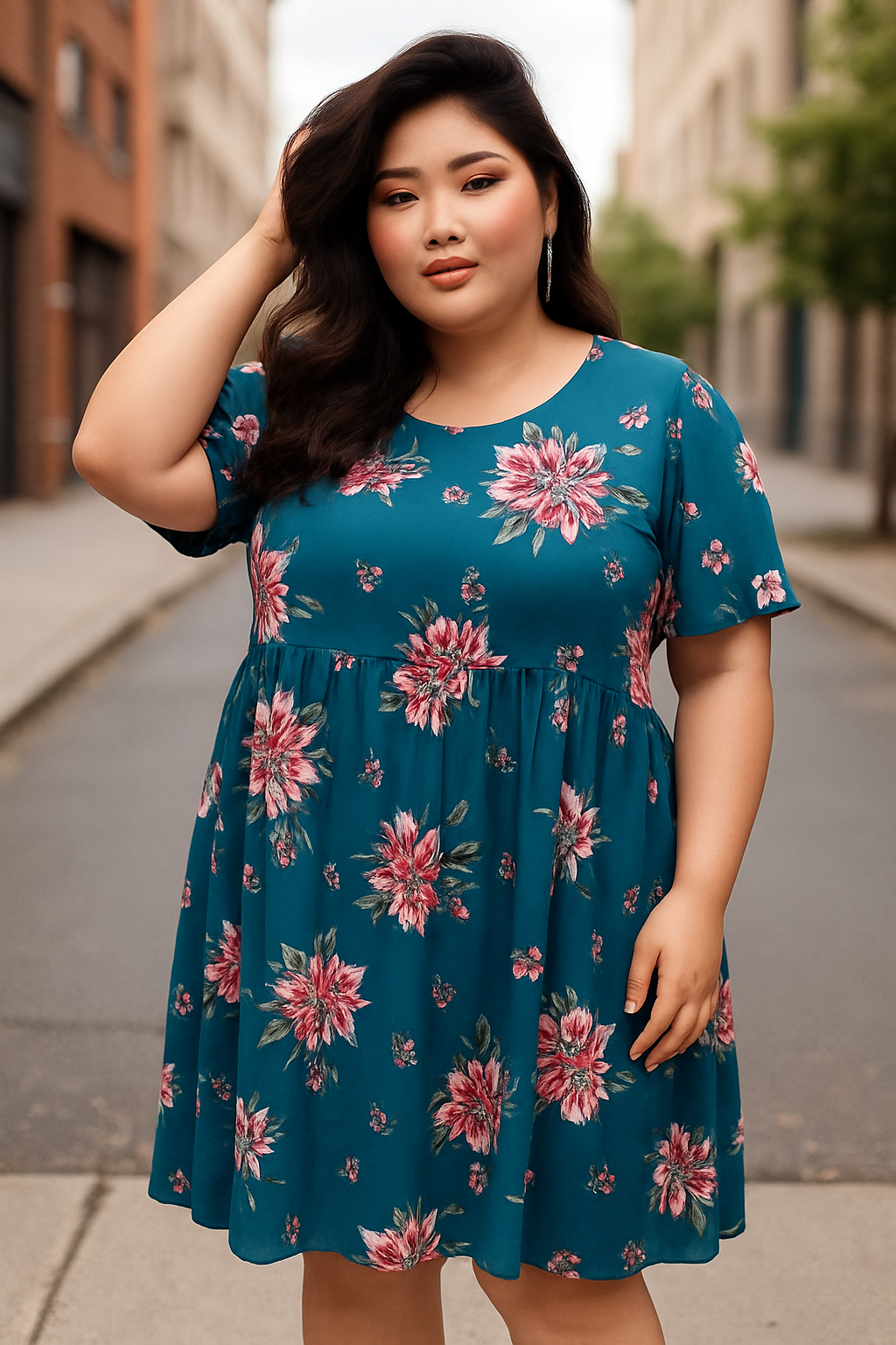 Terra Sky - Floral Patterned Dress (14w)