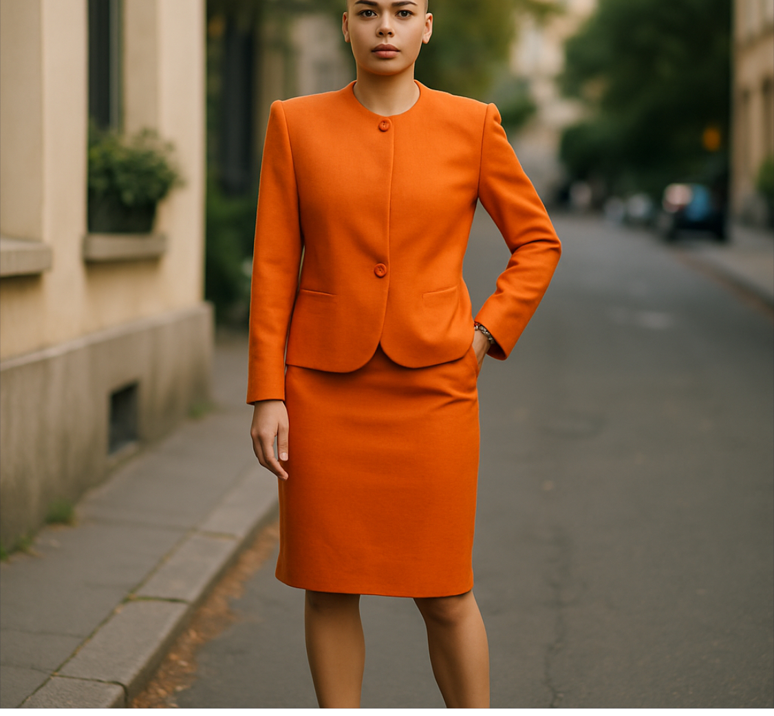 Morgan Miller-Women's Orange 2 piece skirt suit set (size 10)