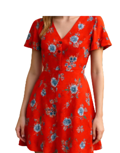 Forever 21- Red Floral Dress (small petite)
