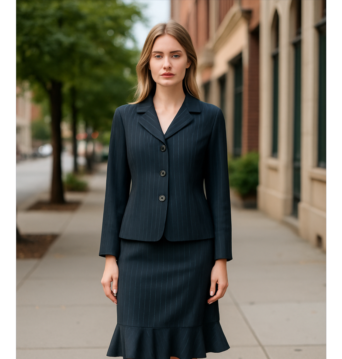 Julian Taylor-Women's Pinstripe Suit Set