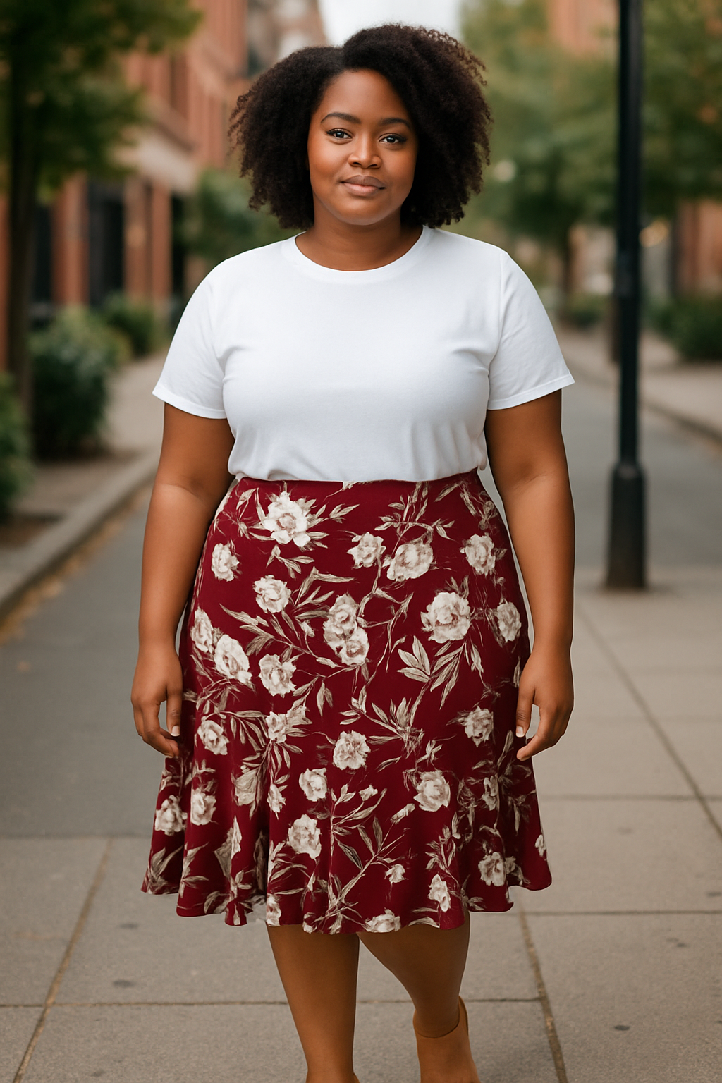 Simply Emma New With Tag- Chic and stylish Floral Midi Skirt (size 2X)