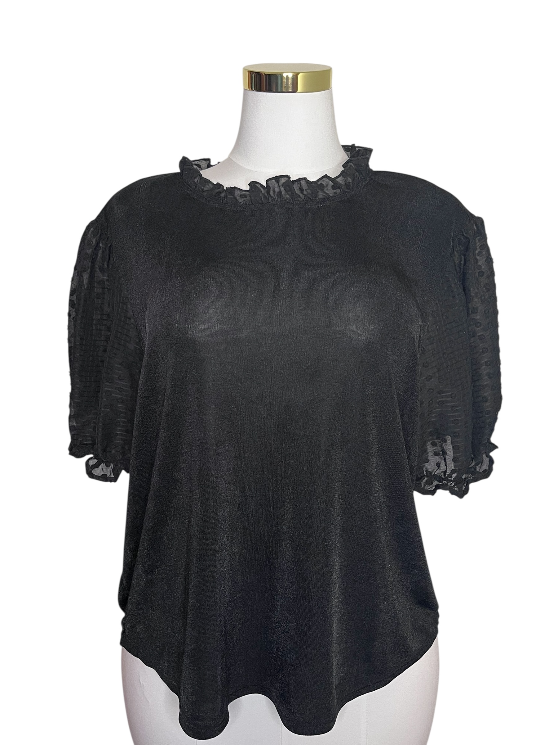 Women's Black Puff Sleeve Top (Size 2X)