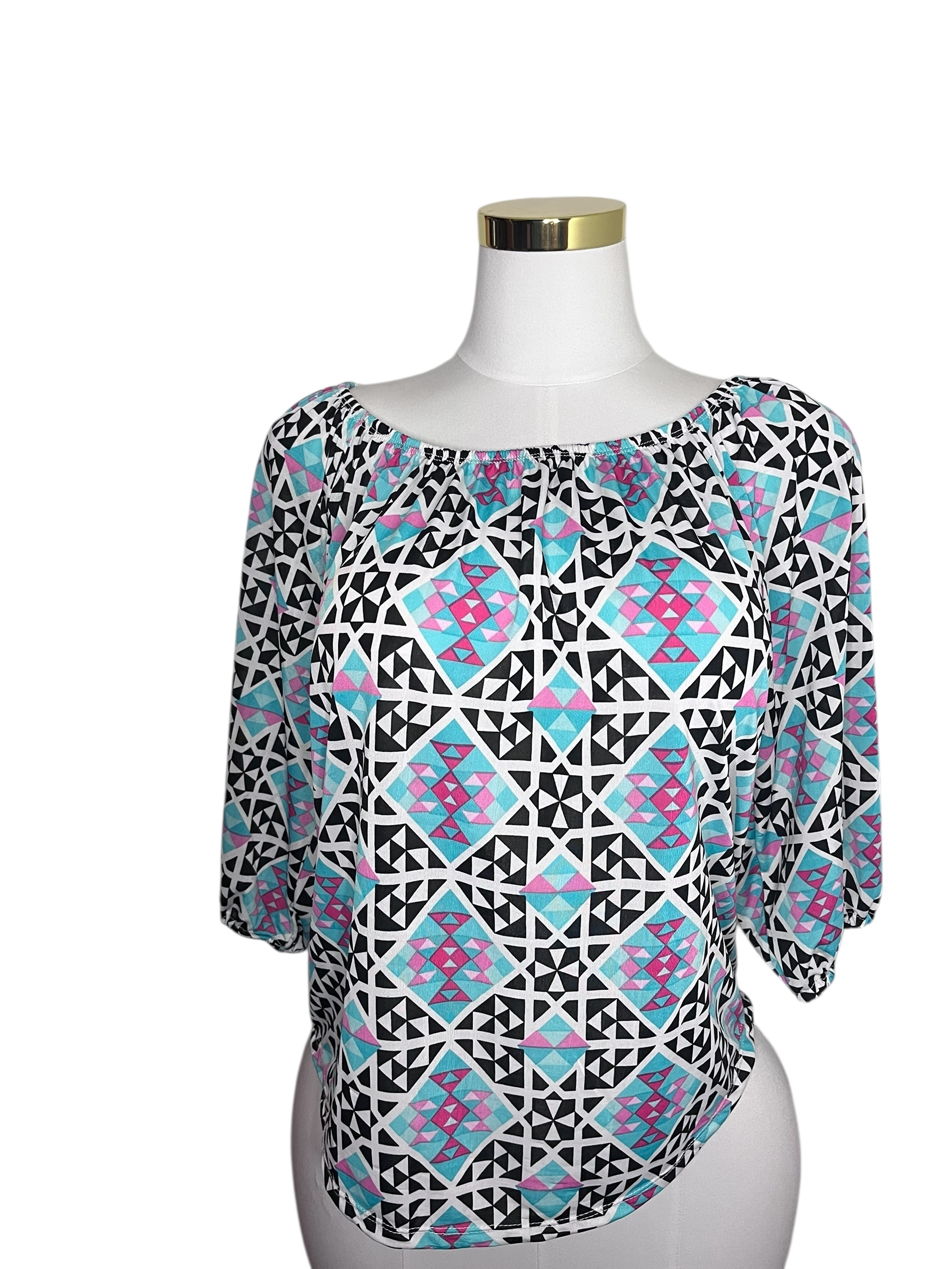 Chic Prestige Geometric Blouse – Stylish Plus Size Top (2X)