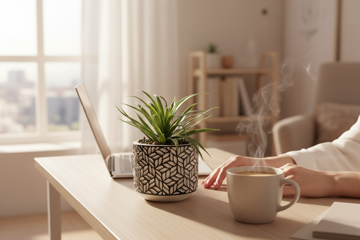 Artificial Succulent Plant in Patterned Pot