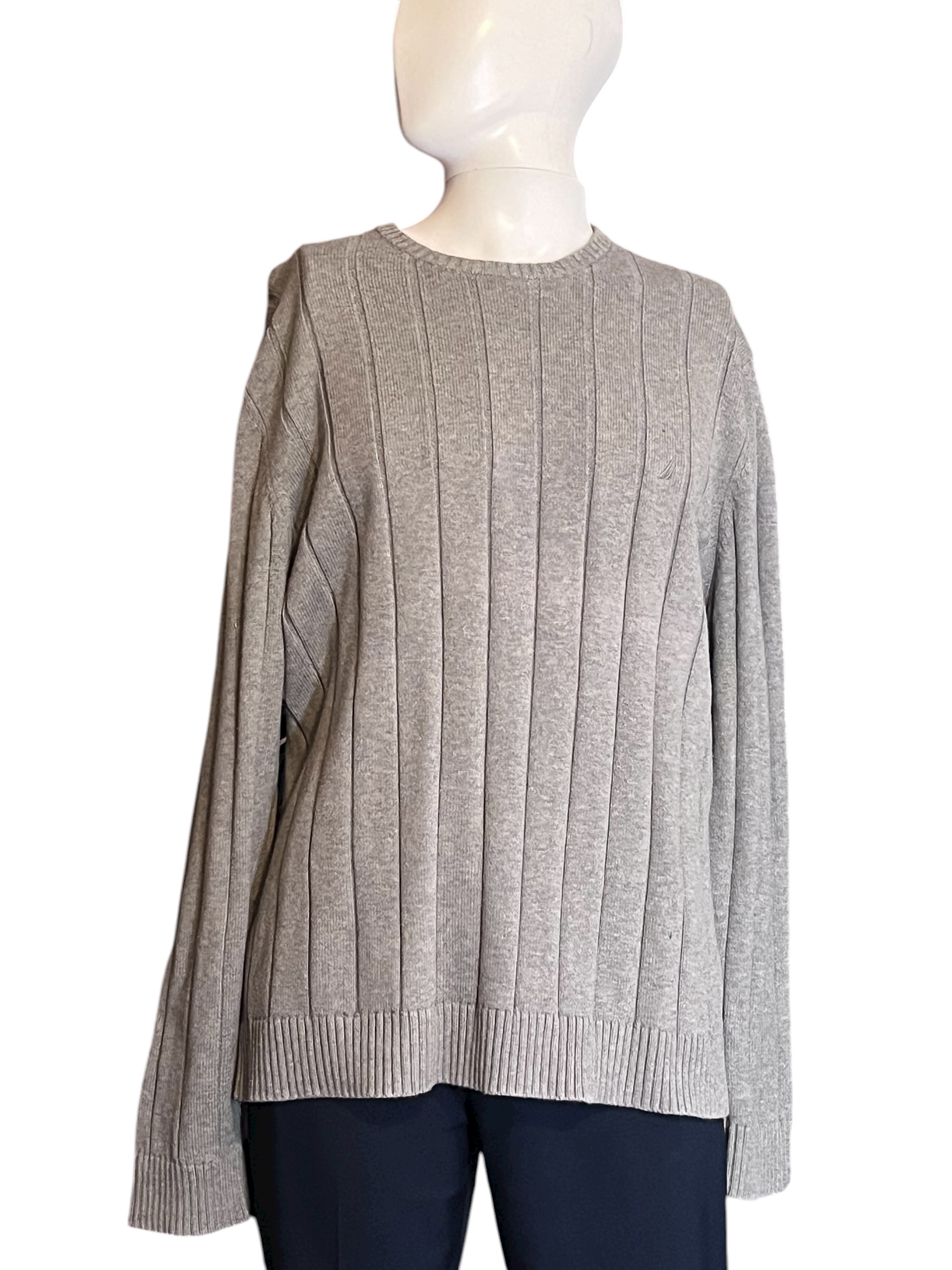 Gray Ribbed Knit Sweater