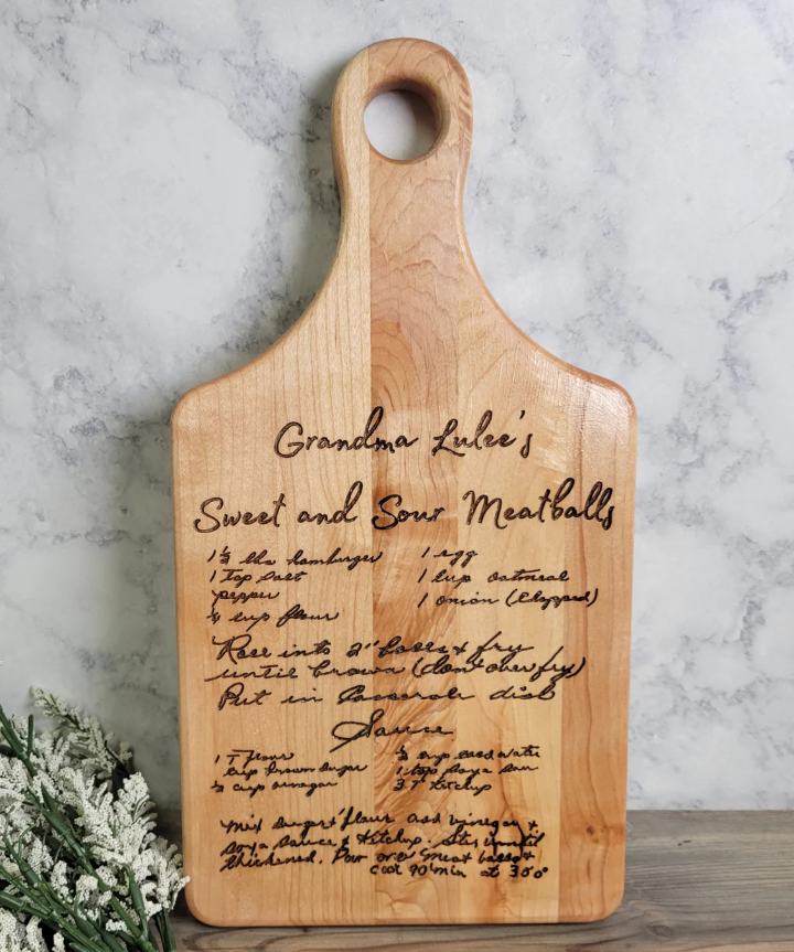 Recipe Cutting Board, Personalized Cutting Board, Christmas Gift, Handwriting, Personalized Charcuterie board, Grandmother, Gift for Mom