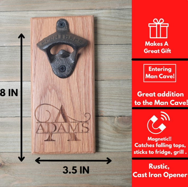 Wall Mounted Bottle Opener, Bottle Opener, Cap Catcher, Christmas Gift, Gift For Dad, Wall Mounted Bottle Opener, Father's Day Gift From Son