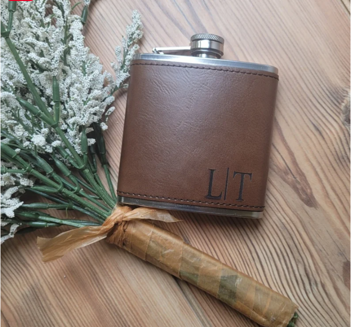 Personalized Flasks, Flask For Men, Wedding, Monogramed, Father's Day Gift, Leather Hip Flask, Hip Flask, Gift for Him , Groomsman Gift