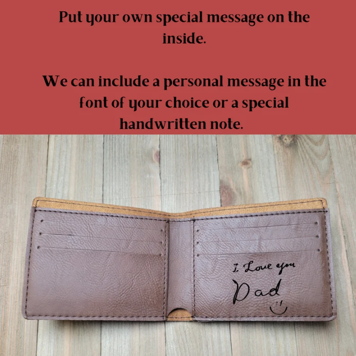 Handwriting Wallet, Personalized Wallet, Christmas Gift, Holiday Gift, Personalized gift for dad, Minimalist Bifold Wallet, Leather Wallet