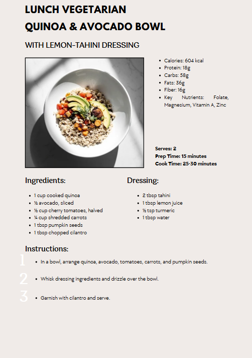 Breakfas, Lunch & Dinner for Your Week