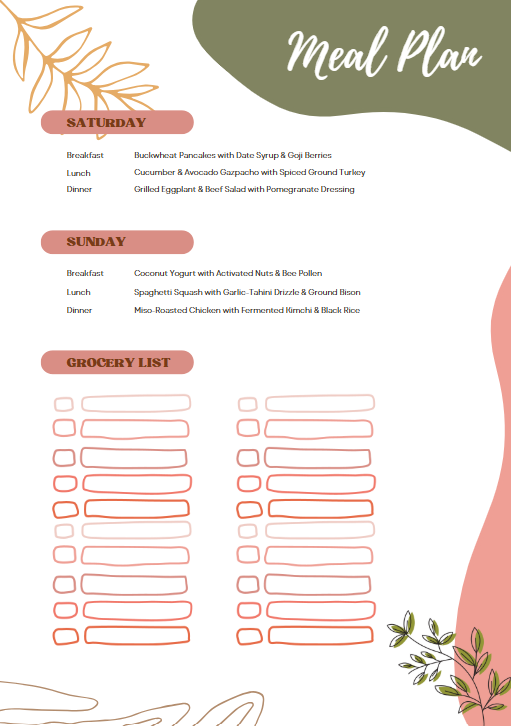 Free Holistic Meal Plan