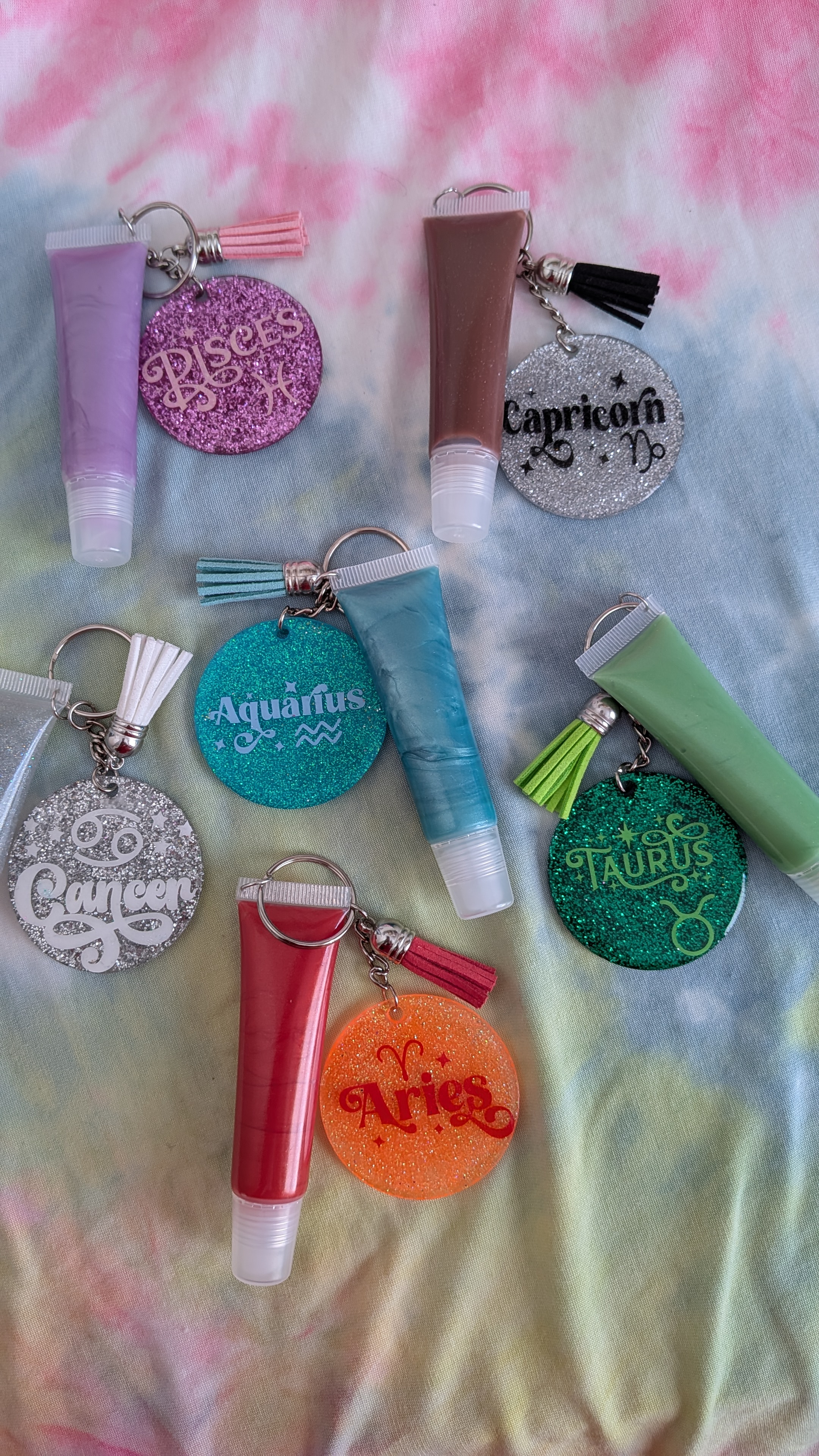 Zodiac Lip Gloss Keychain Set