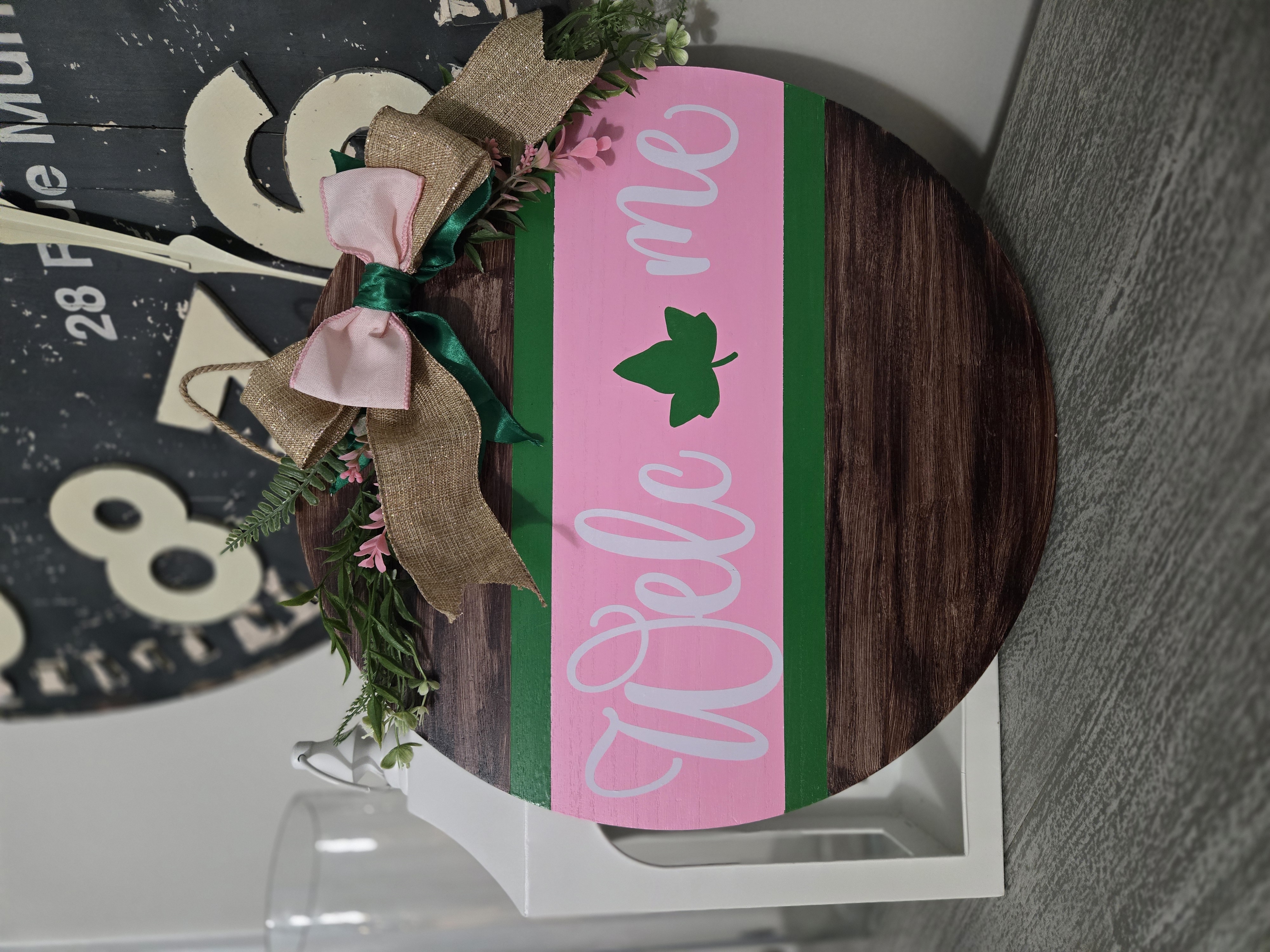 Welcome Sign in D9 Sorority Colors