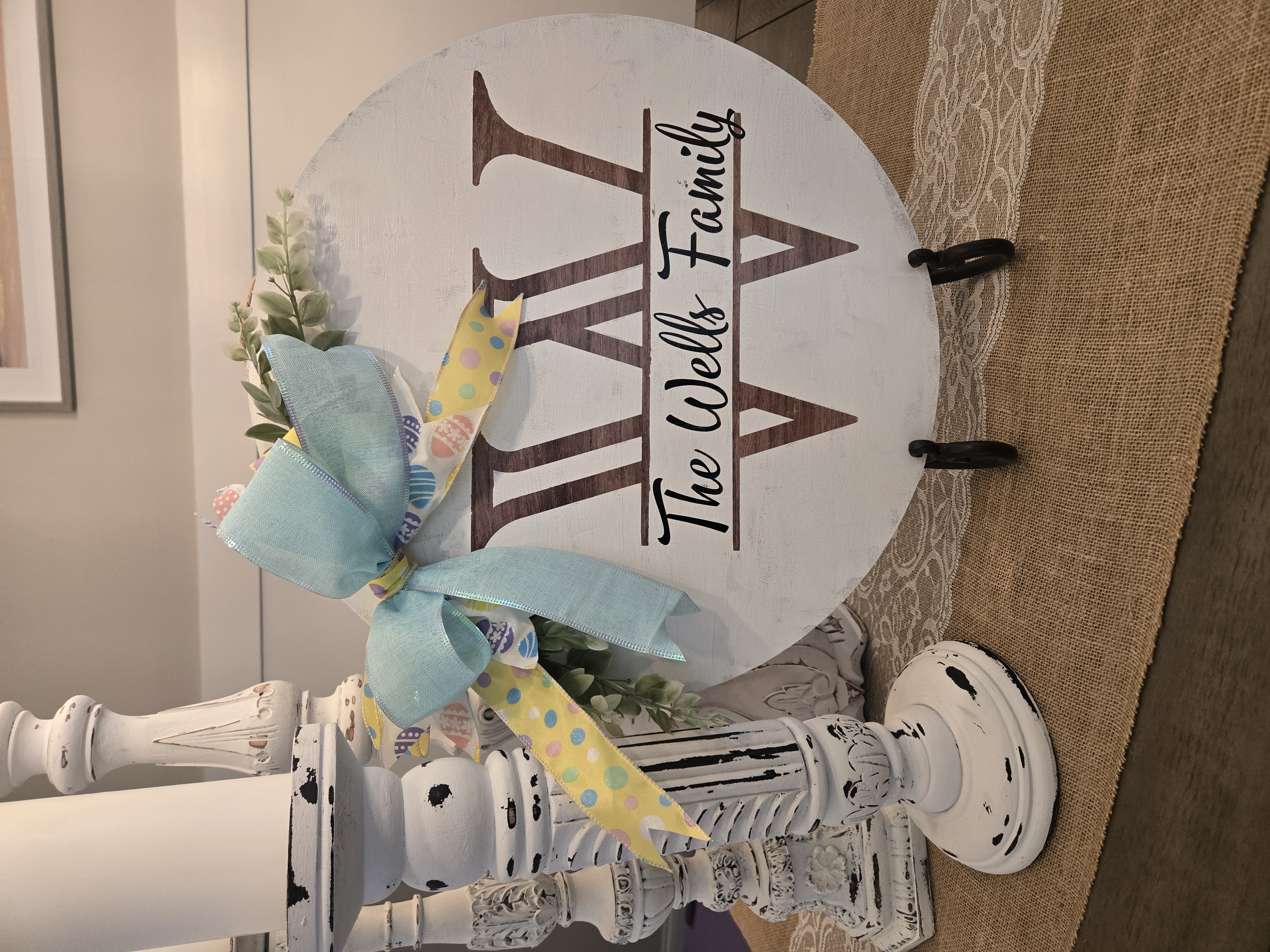 Custom Monogram Door Hanger/Sign with 3 Interchangeable Ribbons