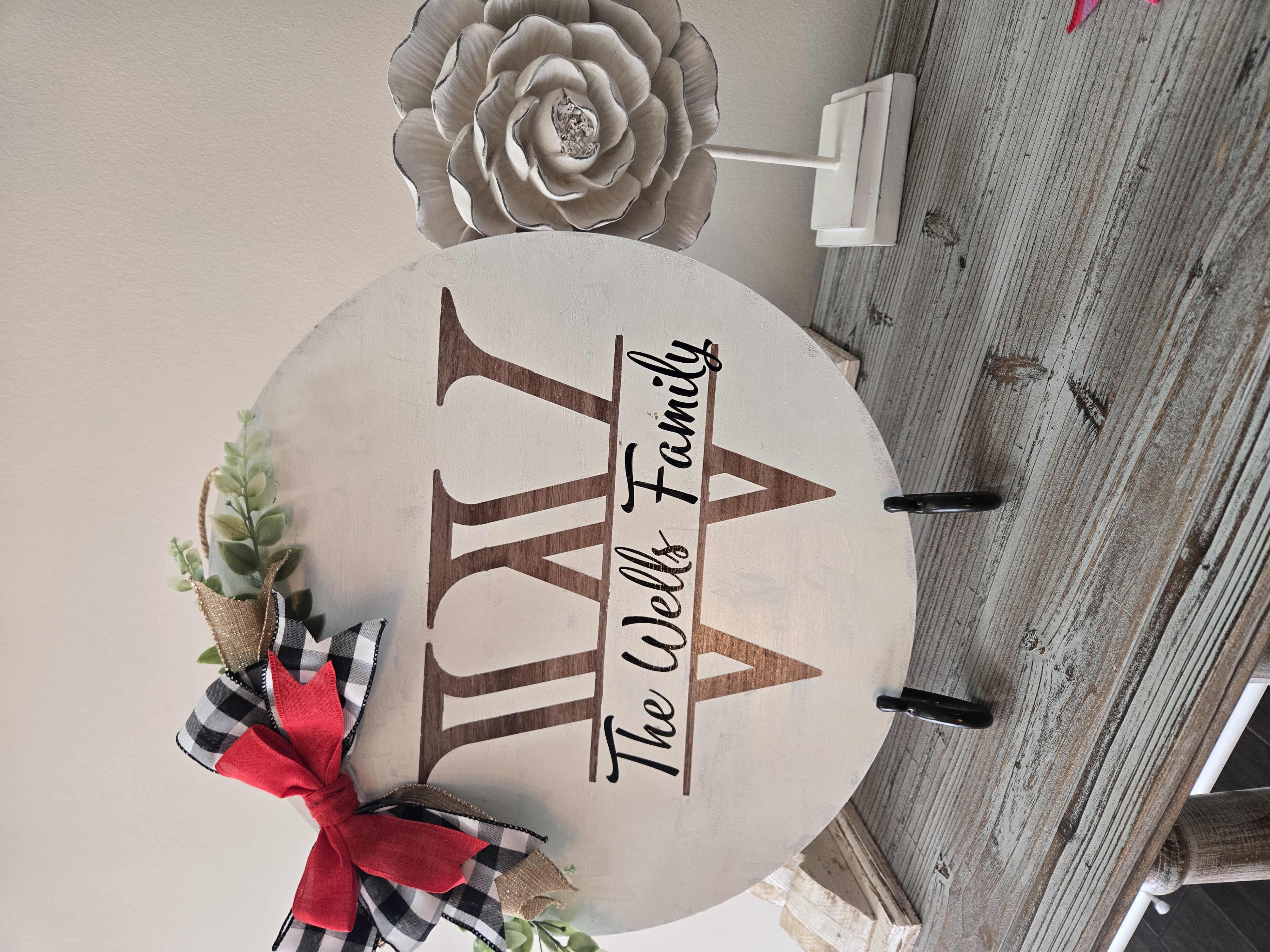 Custom Monogram Door Hanger/Sign with 3 Interchangeable Ribbons