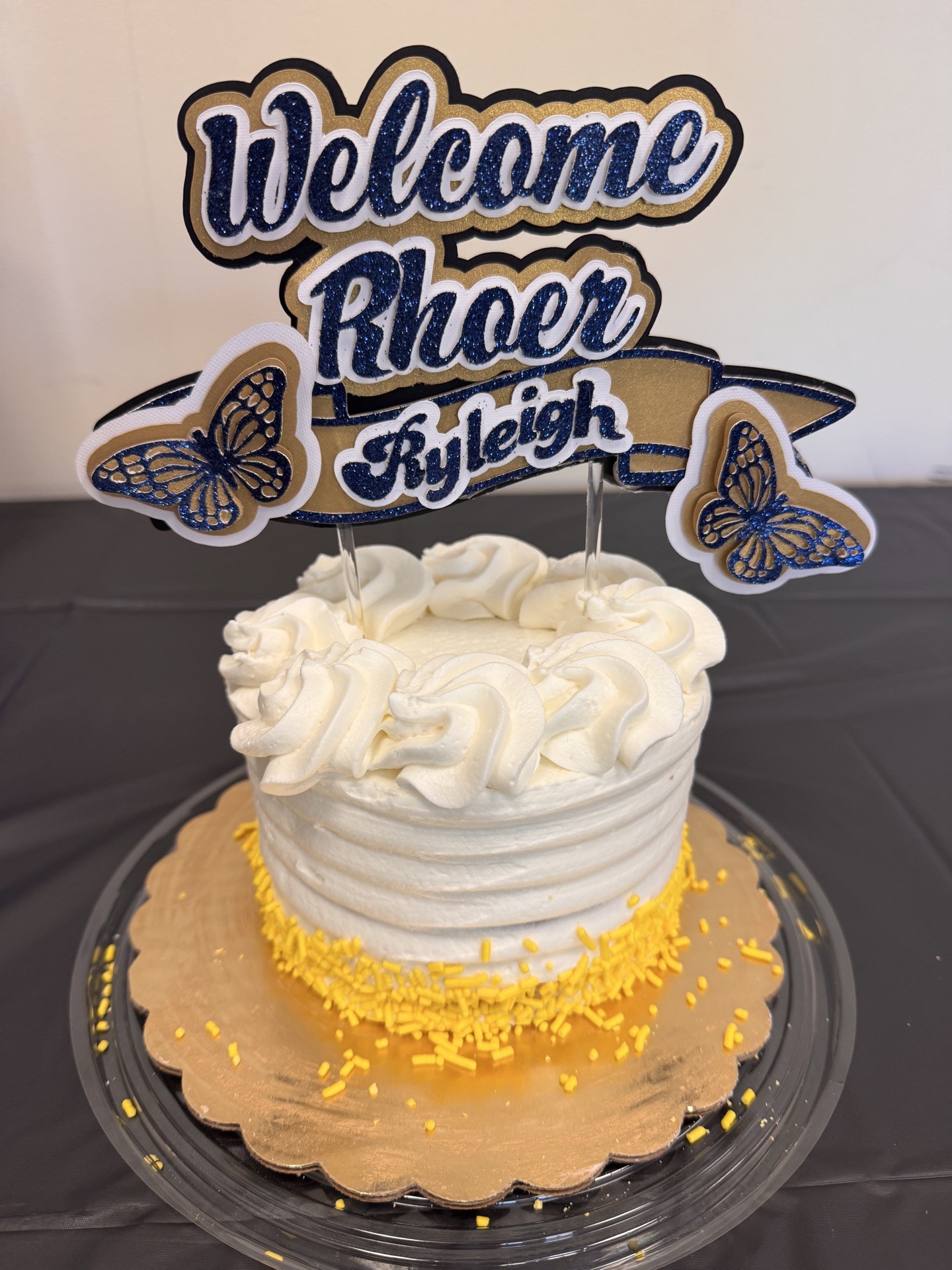 Custom 3D Cake Topper with Name and Butterflies
