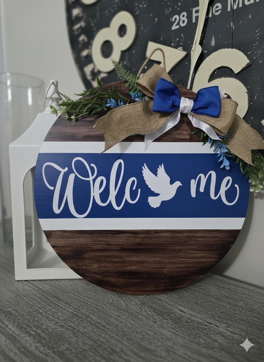 Welcome Sign in D9 Sorority Colors