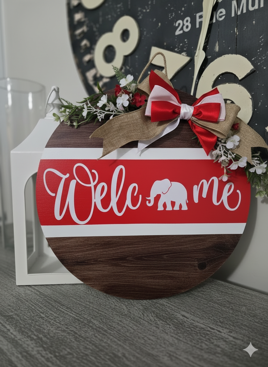 Welcome Sign in D9 Sorority Colors