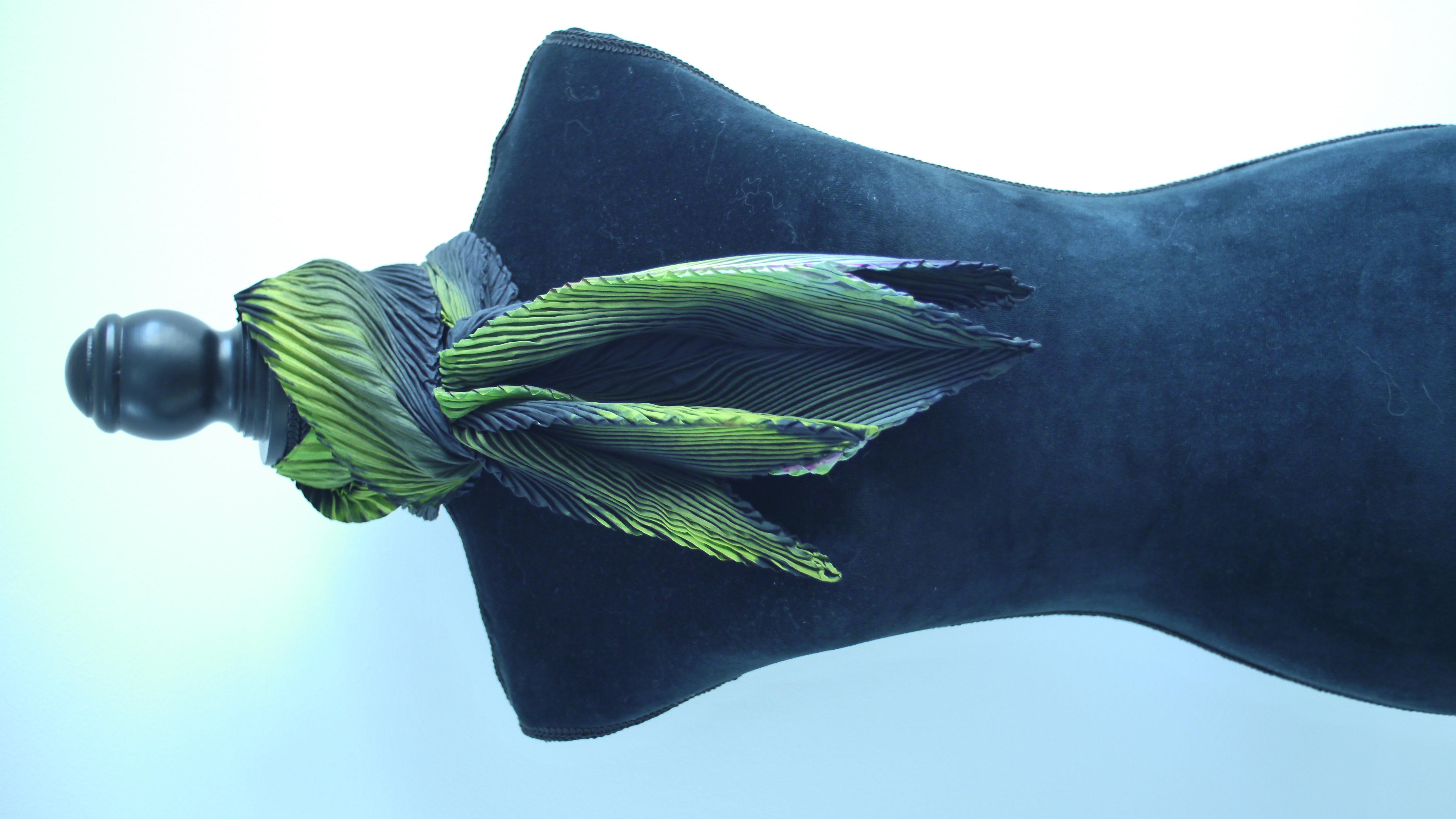 Chartreuse and Black Silk Scarf