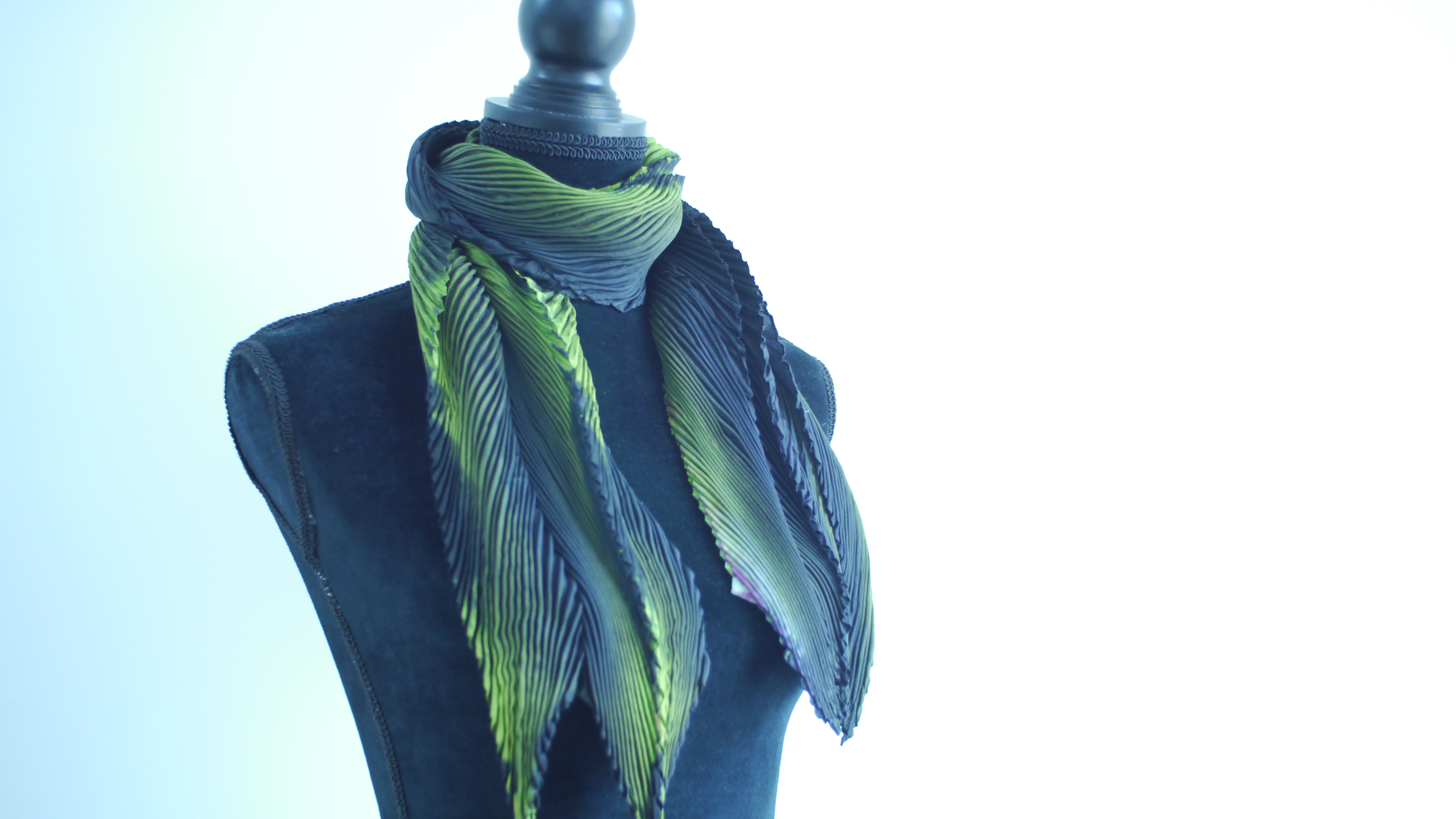Chartreuse and Black Silk Scarf