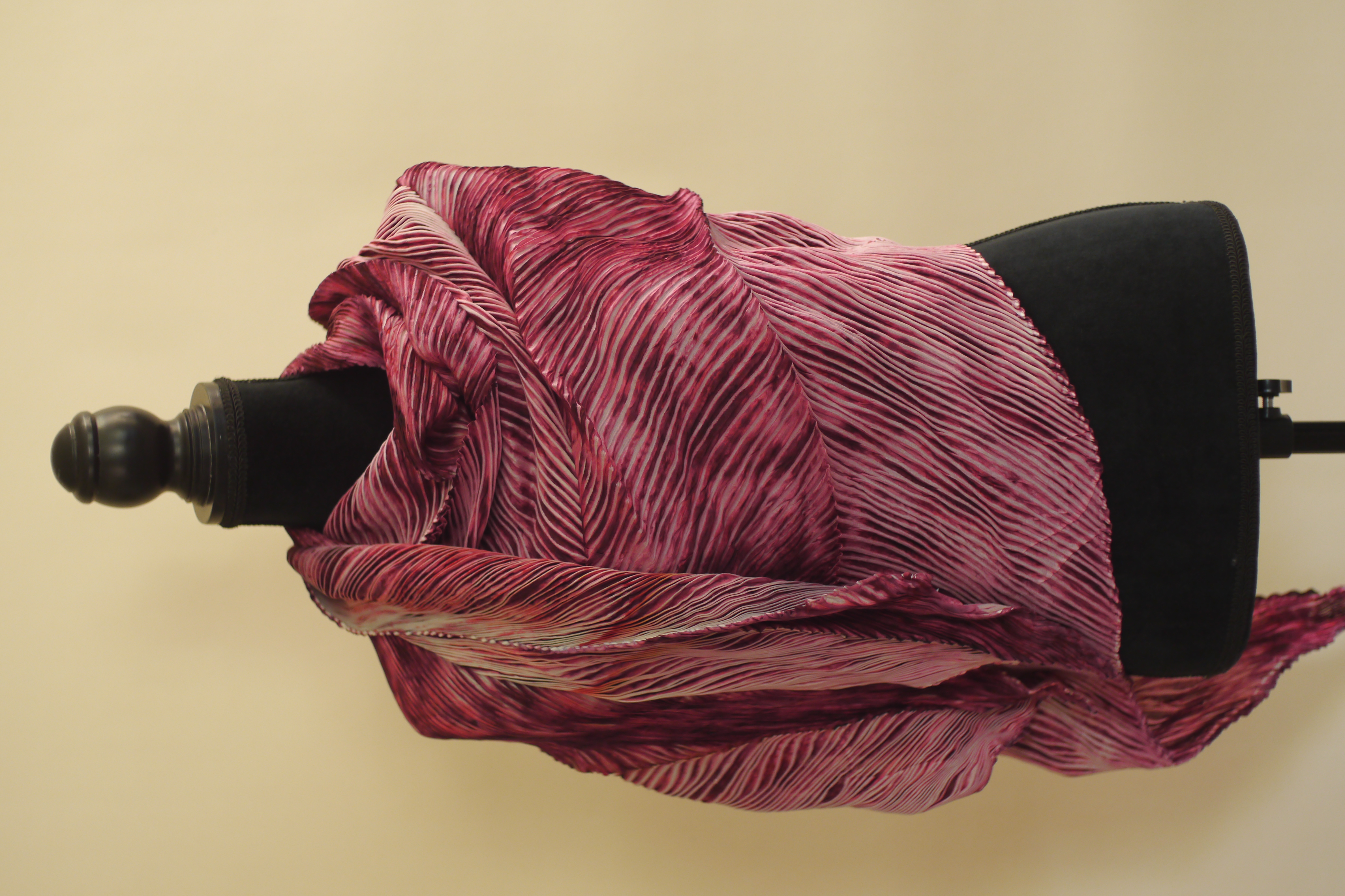 Handmade Crimson Rose Arashi Shibori Silk Scarf – 95" Length